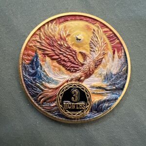 AA Sobriety Three 3 Month Phoenix Rising Coin Chip Sober Anniversary